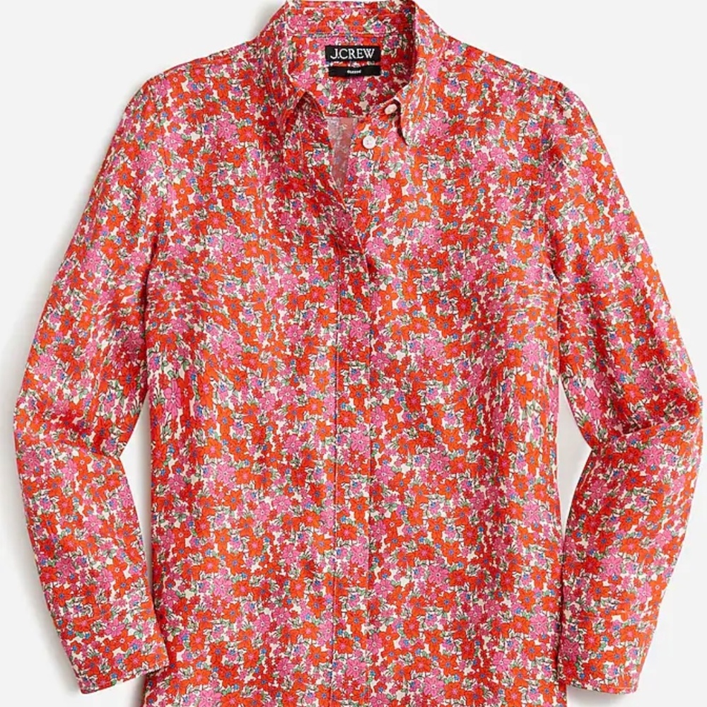 J. Crew Classic-fit drapey cupro shirt in pink floral